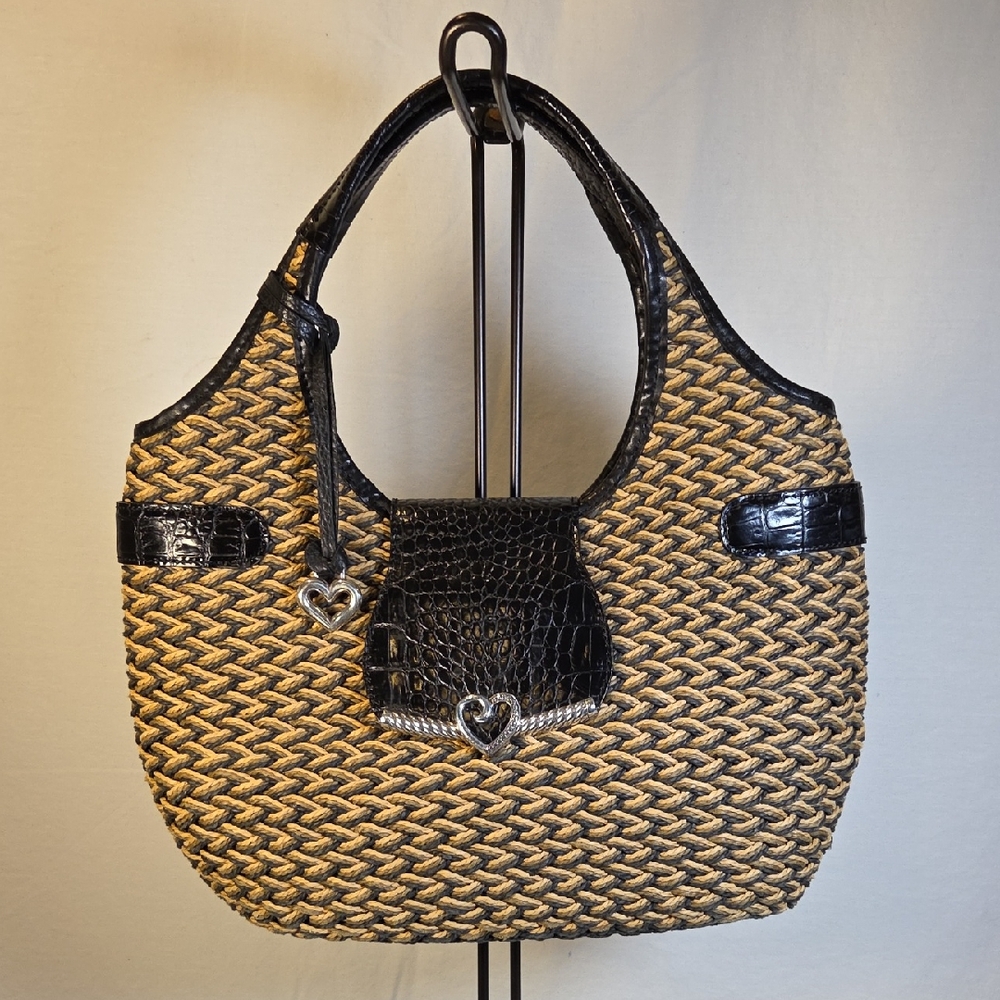 Brighton Black and Tan Woven Shoulder Bag